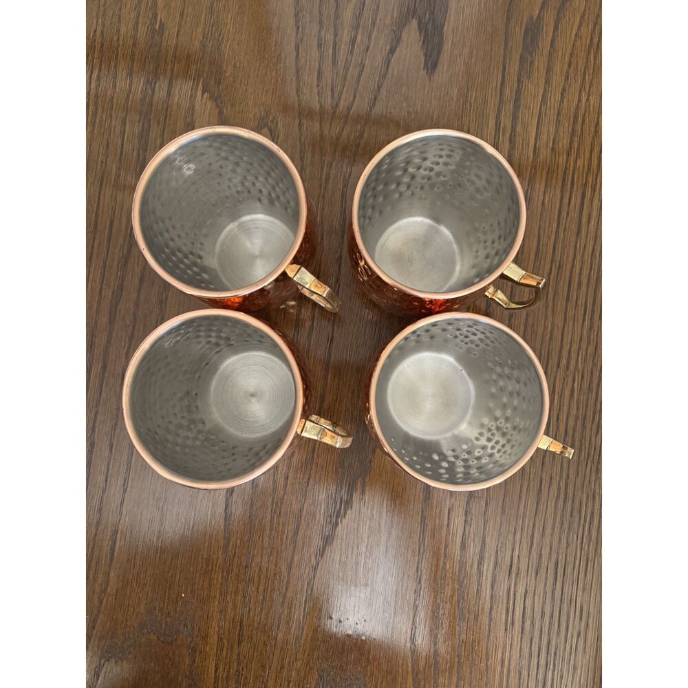 Set of Four Pounded Copper Mule Mugs